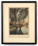 Wallace Nutting, 2 artworks, includes: Along Shore, hand colored, photograph