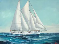 Joe Selby, Sailboat, Oil on canvas board, 1958