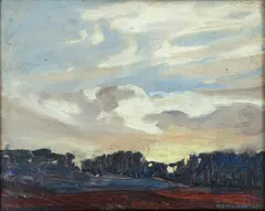 Mary E. Wrinch, (Canadian/Ontario, 1877-1969), Sunset Yellow (Montreal River Falls), 1927, oil on canvasboard