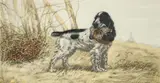 Léon Danchin, Spaniel with a Woodcock, color, lithograph on paper