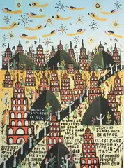 Howard Finster, City of Gold, late 20th century, offset, lithograph on paper