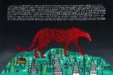 Howard Finster, Cheetah, serigraph on paper