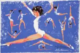 Nadia Comenci, Montreal Olympics by LeRoy Neiman, 1976, serigraph, handsigned in black ink by Neiman lower right corner, offered Oct 2024