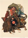 Norman Rockwell, Dreams of Long Ago/Cowboy with Gramophone, 1976, lithograph printed in colors