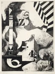 Image by Milton Weiss, etching and aquatint, offered Oct 2024