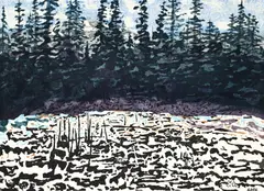 Jack Marlowe Wise, Canadian Landscape, 1995, color woodblock or, linocut