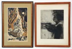 Untitled by Robert Ernst, etching and mel sunby woodblock, offered Oct 2024