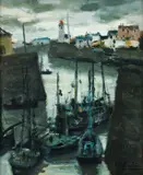 Eugène Baboulène, Orage sur le Port D’Honfleur [Storm in Honfleur Harbor], 1969, oil on canvas