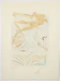 Oak and Reed, from the Fontaine's Bestiary portfolio [Le Bestiaire de La Fontaine Dalinise], 1974, color by Salvador Dalí, etching on Richard de Bas wove paper with watermarks, offered Sep 2024
