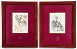 Salvador Dalí, Pair of Prints: Don Quixote I and Don Quixote II, 1970s, etchings on wove paper, I in brown