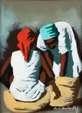Two Women, undated by Claude Dambreville, oil on canvas, offered Sep 2024
