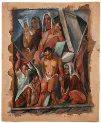 Descent From the Cross by Frank Dininno, 1940, tempera on paperboard, offered Sep 2024