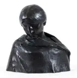 Enrico Glicenstein, (Polish/American, 1870-1942), Bust of a Girl (aka Santa, Saint or Pensierosa)