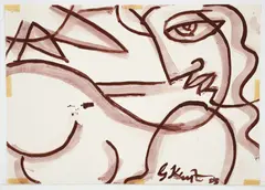 George Keyt, Bust Study - Portrait of a Woman, 1983, gouache and watercolor on paper