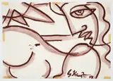 George Keyt, Bust Study - Portrait of a Woman, 1983, gouache and watercolor on paper