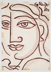 George Keyt, Bust Study - Portrait of a Woman, 1983, gouache and watercolor on paper