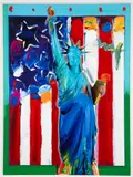 Peter Max, United We Stand II, 2005, mixed media with handpainted acrylic over color lithography