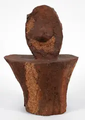 Thaddeus Mosley, (American/Western PA, b. 1926),Portrait of The Alien, carved wood sculpture with wood and sawdust overglaze