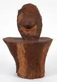 Thaddeus Mosley, (American/Western PA, b. 1926),Portrait of The Alien, carved wood sculpture with wood and sawdust overglaze