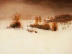 Winter Landscape by Tomislav Nikolic, oil on canvas, offered Sep 2024