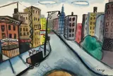 Esther Phillips, Downtown Scene, New York City, undated, watercolor on paper