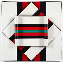 Omar Rayo, Tender Trap, NY, circa 1965, oil on shaped canvas