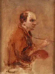 Self Portrait as a Painter in Profile by Seymour Remenick, oil on board, offered Sep 2024