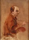Seymour Remenick, Self Portrait as a Painter in Profile, oil on board