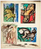 Charles Sebree, 4 mock up illustrations for The Lost Zoo by Countee Cullen, c.1939-, 1940, ink and gouache