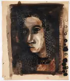 Charles Sebree, Study for a Portrait, c. late 1930s, watercolor and stamps on wove paper