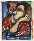 Charles Sebree, Study for a Portrait, c. late 1930s, watercolor on paper, mounted to a backing board