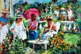 Nancy Whorf, Garden Gossip, oil on board