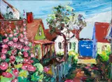 Nancy Whorf, Lovett's Court, 2001, oil on masonite panel