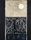 Douglas Wilson, Landscape with Frogs, circa 1965, oil and mixed media paper collage on canvas