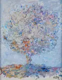 Lois Kaufman, Light Wash Tree, oil on paperboard