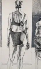 Herbert Olds, (American/Pittsburgh, 20th century), Bather, charcoal and pastel