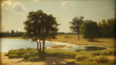 On the Potomac Near Point Look Out by Eugene Alonzo Poole, 1906, oil on canvasboard, offered Sep 2024