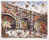 Robert Qualters, (American/Western PA, born 1934), Afternoon (from The Hours), hand colored, lithograph