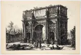 Veduta dell'Arco di Constantino [View of the Arch of Constantine] by Giovanni Battista Piranesi, etching on laid paper, dovecote and text watermarks, impression, offered Sep 2024