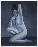 Late 20th Century, Untitled, oil on board nude in grayscale