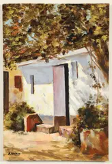 Untitled by Late 20th Century, oil on board impressionistic facade, offered Aug 2024
