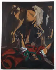 The Fallen Rider by Municl Koan, oil on canvas, offered Aug 2024