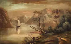 Untitled by Hudson River, oil on canvas 1888, offered Aug 2024