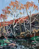 Charles Gibbons, (American/Pittsburgh, b. 1947), Expressionist Fall Landscape, oil on canvas, plein air painted