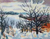 Charles Gibbons, (American/Pittsburgh, b. 1947), Winter Sunset, 1994, oil on canvas plein air
