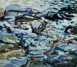 Charles Gibbons, (American/Pittsburgh, b. 1947), Rapids, (Rocks Water and Sun), 1995, oil on canvas