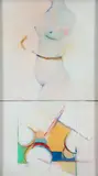 Late 20th Century, Untitled, oil on board nude torso abstraction