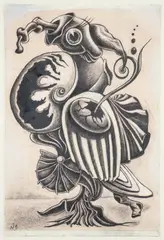 Bizarre Fish by Nick Bubash, c.2000, mixed media with charcoal, pastel and color pencil on paper, initialed lower left, offered Aug 2024