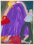Mother and Daughter by Woodie Long, oil on paper, offered Aug 2024