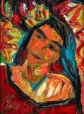 Rita Miramontes, Self Portrait, oil on canvas with thick impasto
